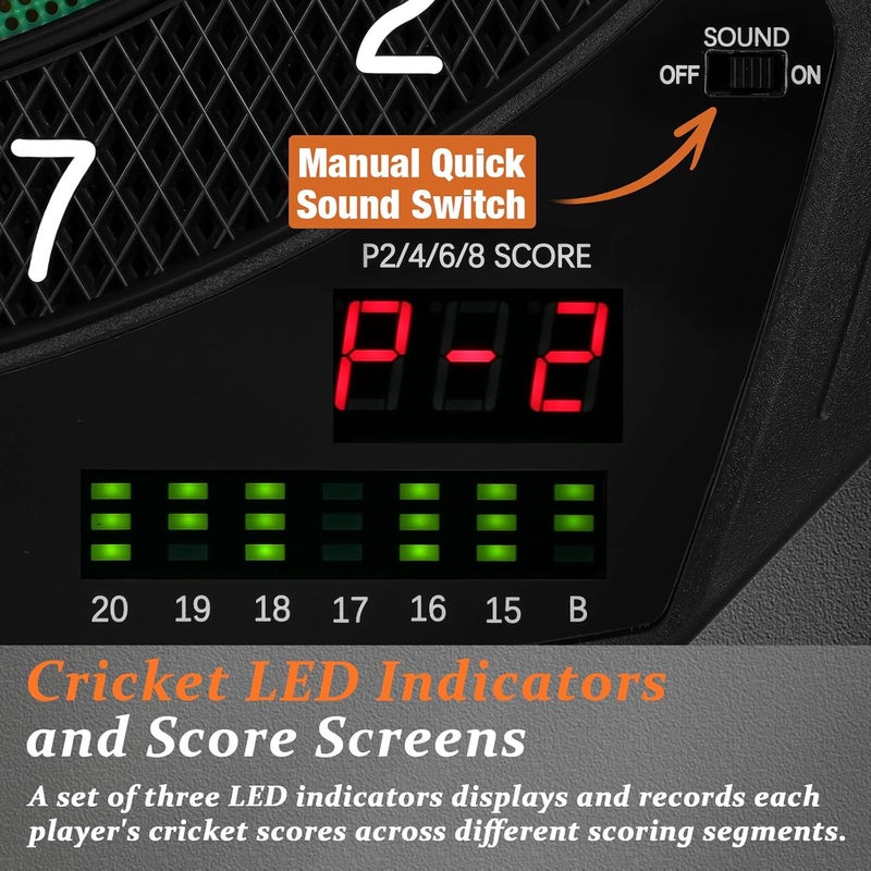 Goocoz Electronic Dart Board, 35 Games and 580 Variants Electric Soft Tip Dartboard Set, Digital Dartboards for Adults with 6 Darts, 100 Soft Tips - Image 3
